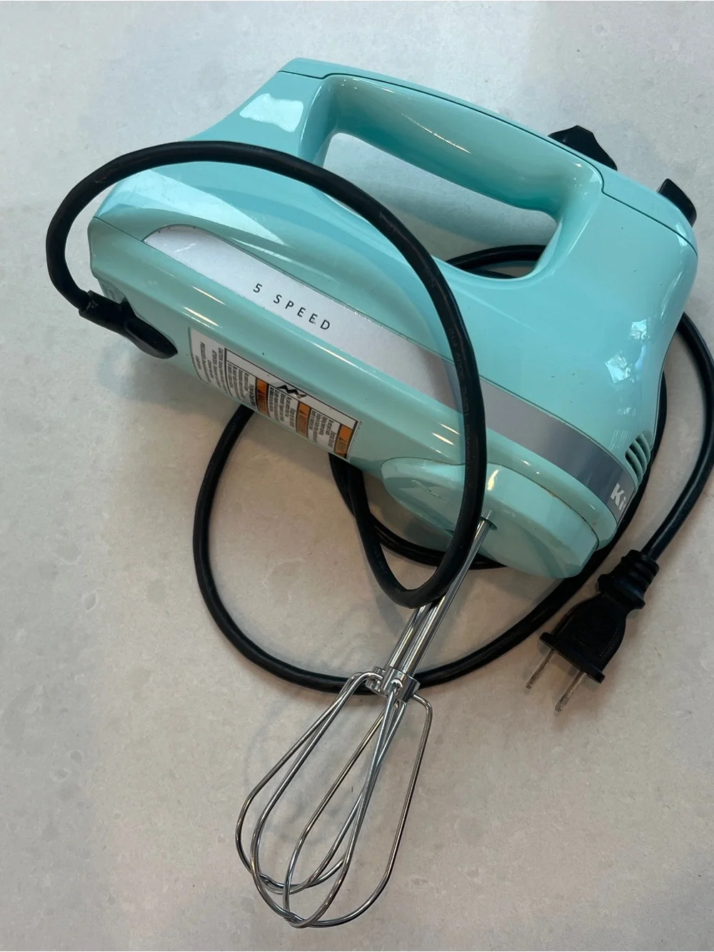 Kitchen Aid Classic 5-Speed Hand Mixer in Light Aqua Turquoise